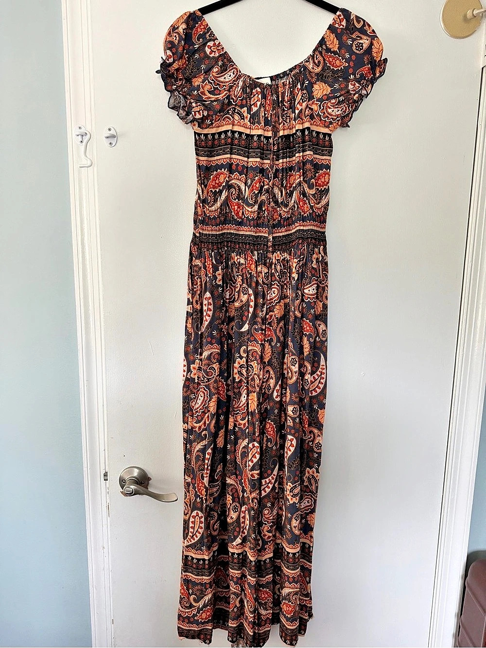 AURA Paisley Romper Dress in Blue & Orange Like New size M